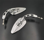 Chrome Skull Side Racing Mirrors for Harley Softail (2018–2023)