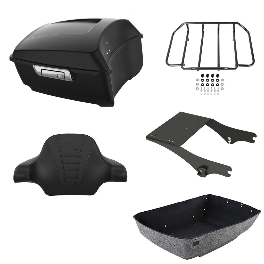Matte Black King Trunk Backrest 2-Up Mount Rack for Harley Touring (1997–2008)