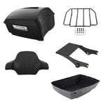 Matte Black King Trunk Backrest 2-Up Mount Rack for Harley Touring (1997–2008)