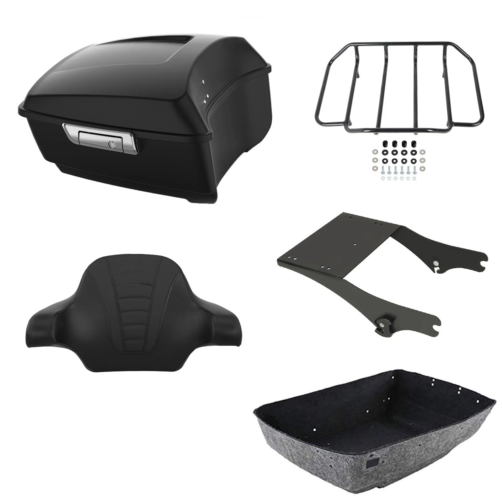 Matte Black King Trunk Backrest 2-Up Mount Rack for Harley Touring (1997–2008)