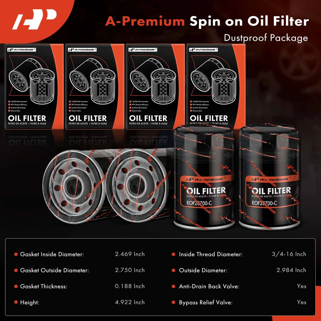 Set of 4 Engine Oil Filters for Volkswagen Jetta (1980–2005, 2011–2015)
