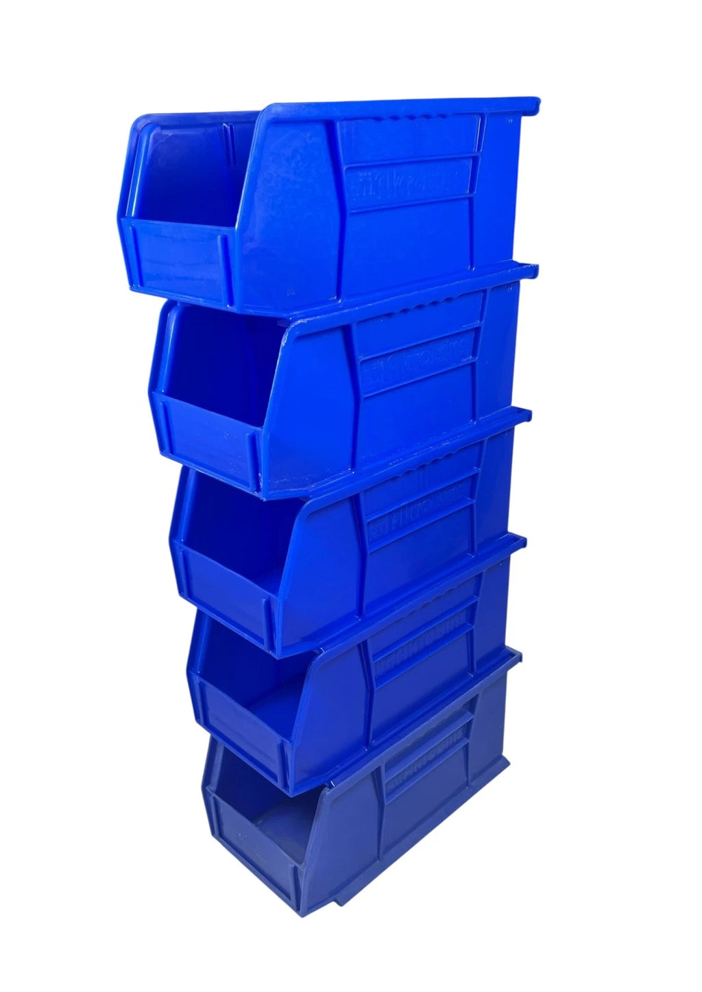 Set of 5 Plastic Storage Bins 10 7/8in x 5 1/2in x 5in - Blue
