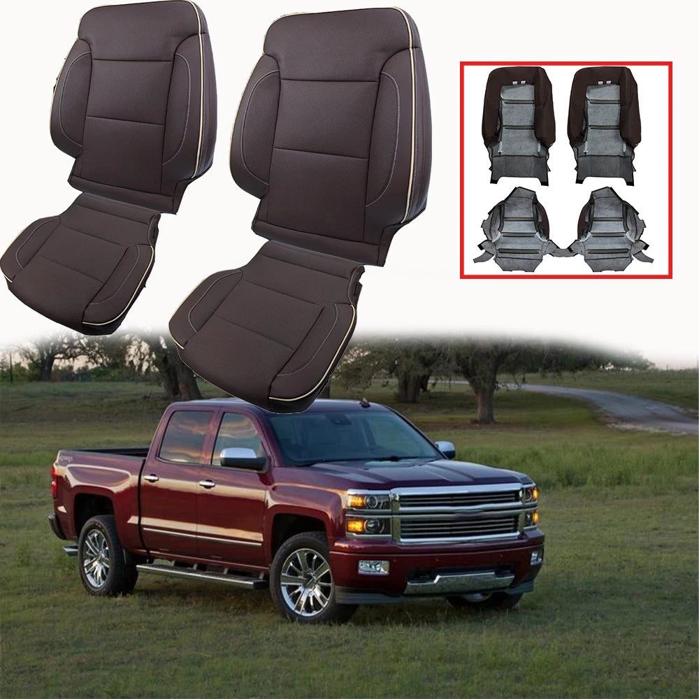 Set of 2 Seat Covers for Chevy Silverado High Country (2014–2019) Brown