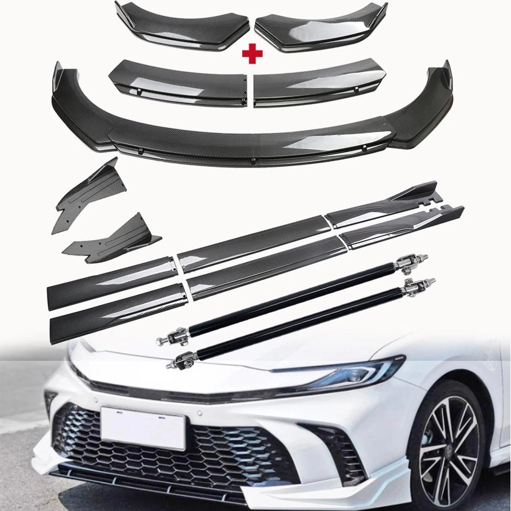 Front Bumper Lip Spoiler Splitter + Side Skirt for Toyota Camry (2018–2023)