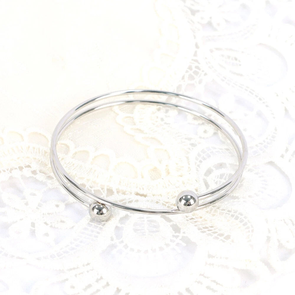 10PCS Adjustable Bangle Bracelet Blank Cuff with Removable Ball Bead