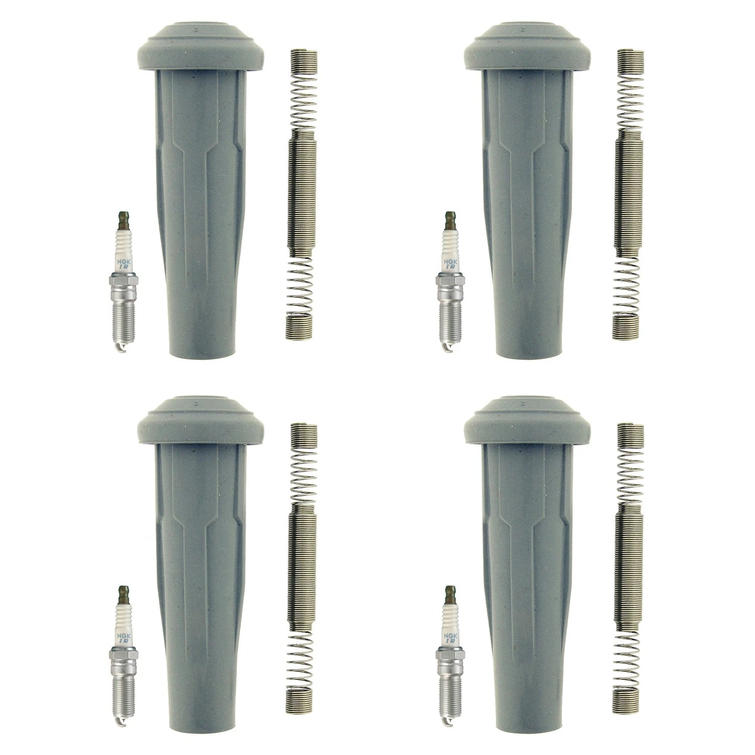 Set of 4 NGK Laser Iridium Spark Plugs & Coil Boots for Mazda Tribute (2001–2007)