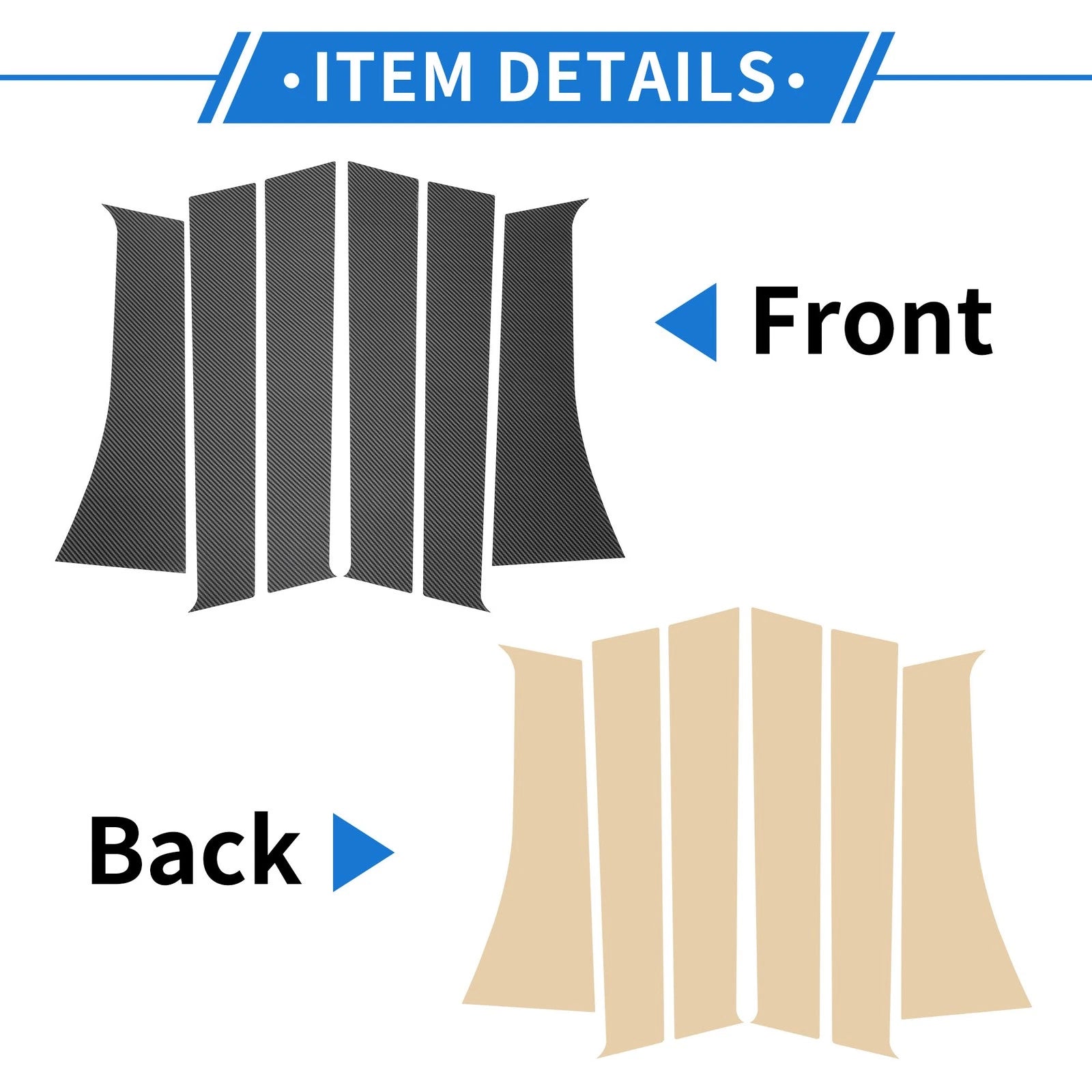 6 Pcs Door Pillar Window Trim for Mitsubishi Xpander (2018–2023) Carbon Fiber