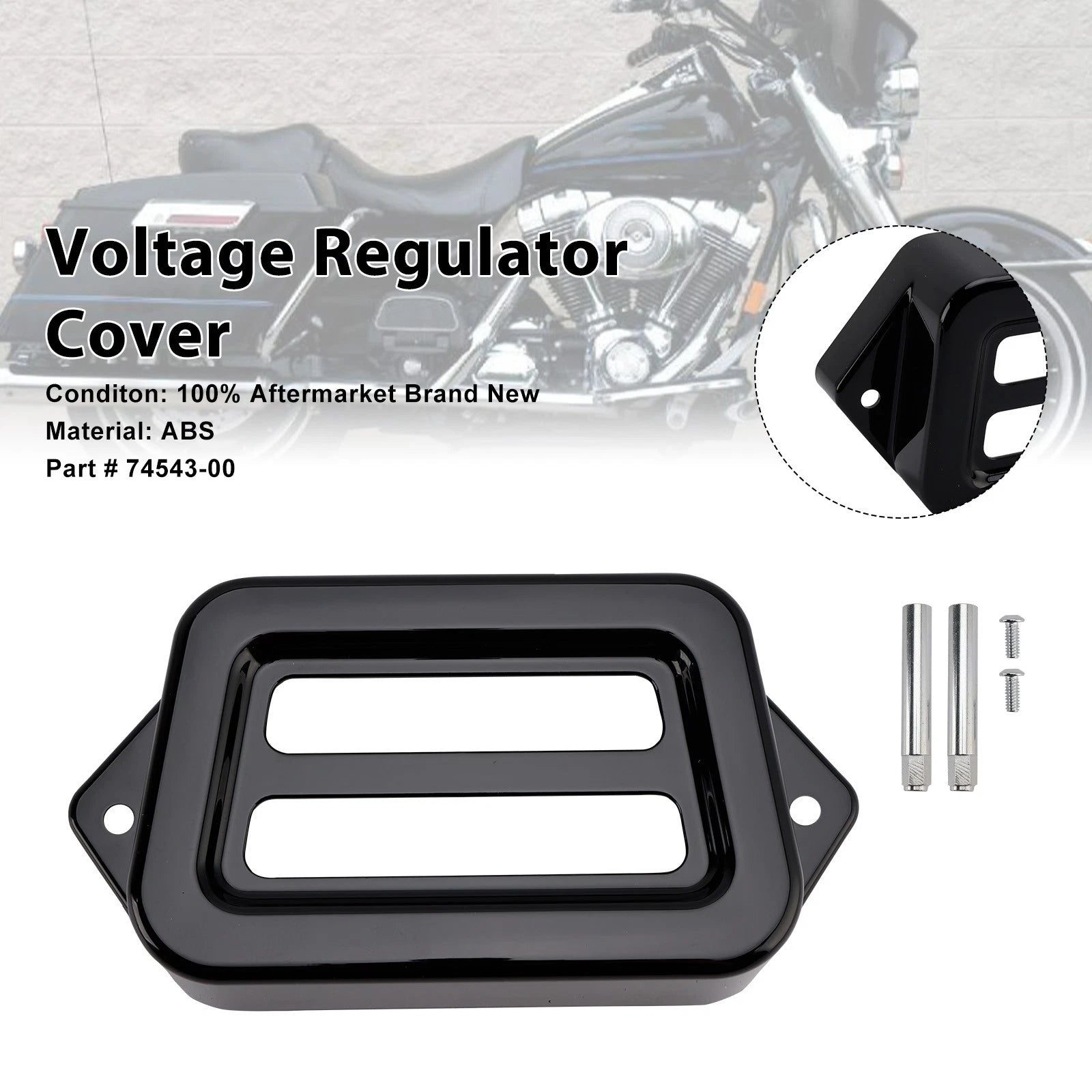 Voltage Regulator Cover for Harley Road King Electra Street Road Glide (1997–2008) Black