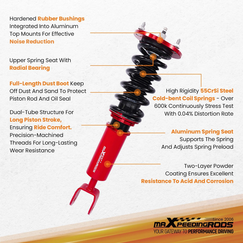 2X Rear Coilover Struts Shocks for Toyota Supra (1993–1998) Lexus SC300 SC400 (1992–2000)