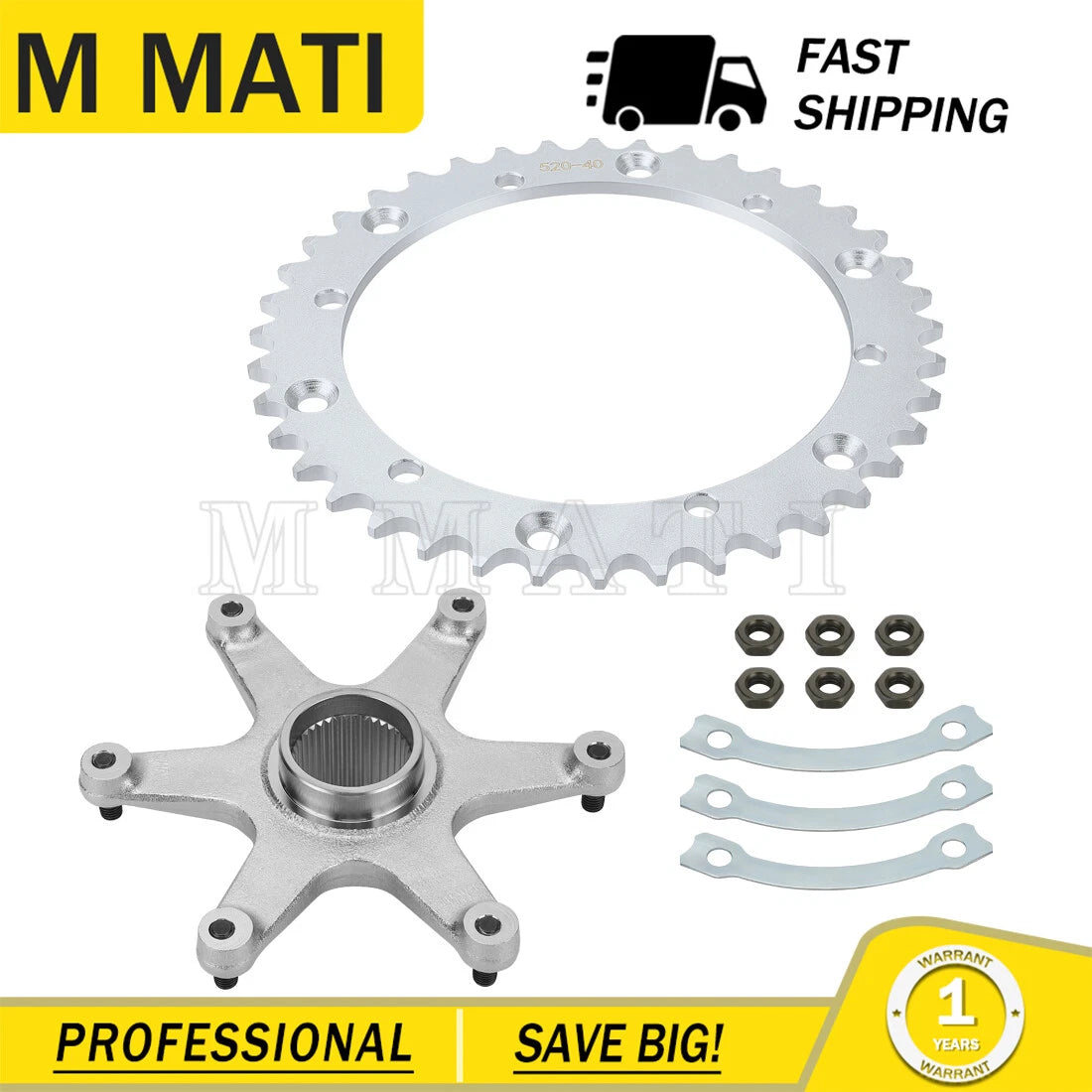 Rear Sprocket Hub Mount Axle for Yamaha Warrior 350 (1989–2004) 3GD-25386-00-00