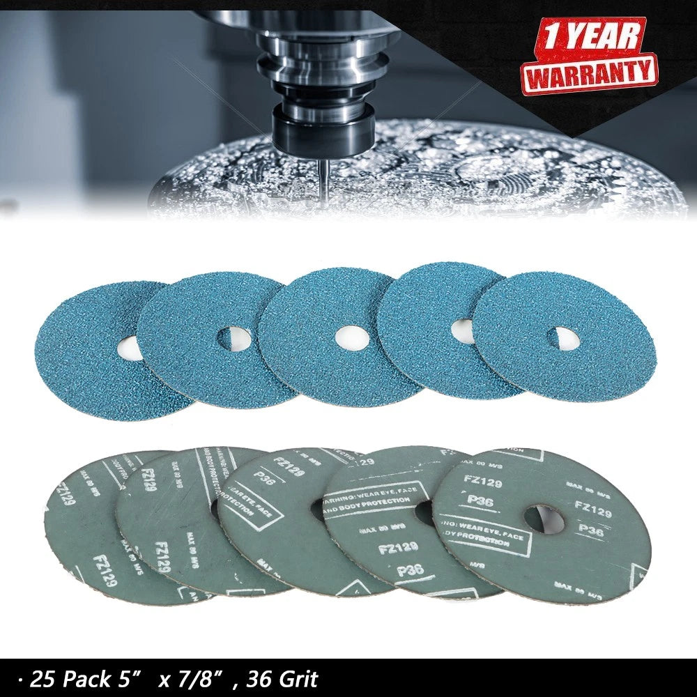 25 Pcs Zirconia Resin Fiber Grinding Discs for Automotive Use