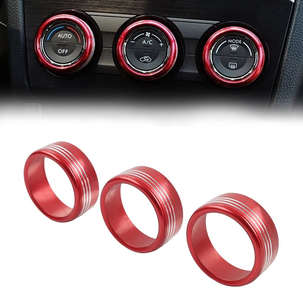 Set of 4 AC Climate Control Knob Ring Covers for Subaru Forester XV Crosstrek WRX STi Red