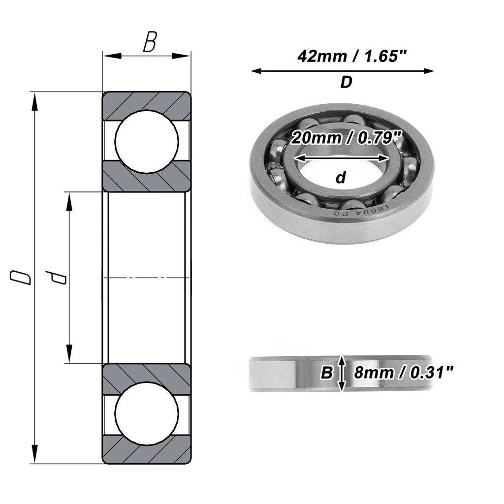 Deep Groove Ball Bearing P0 for Scooter Skateboard Wheel (20x42x8mm)