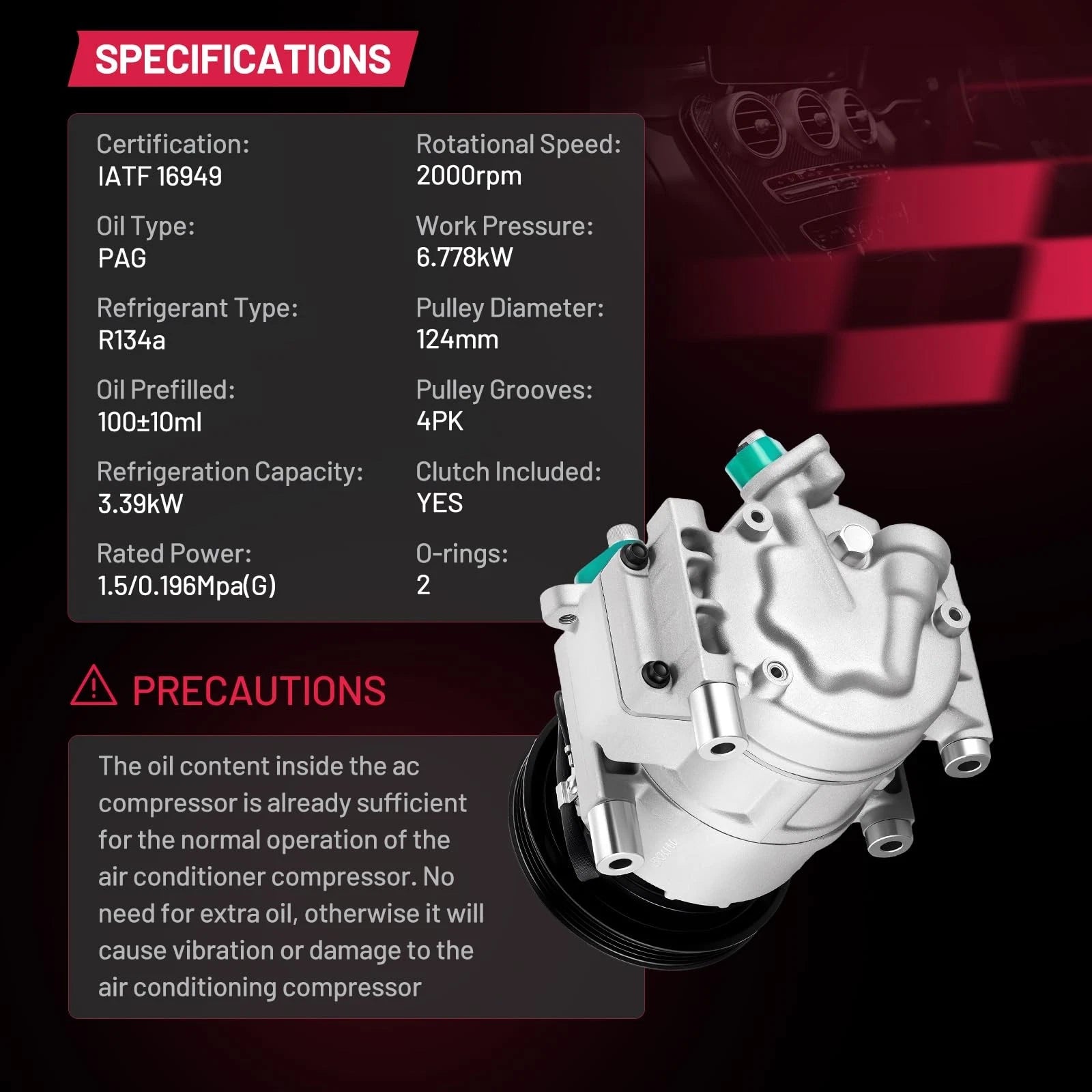 A/C Compressor with Clutch for Hyundai Elantra (2007–2012)