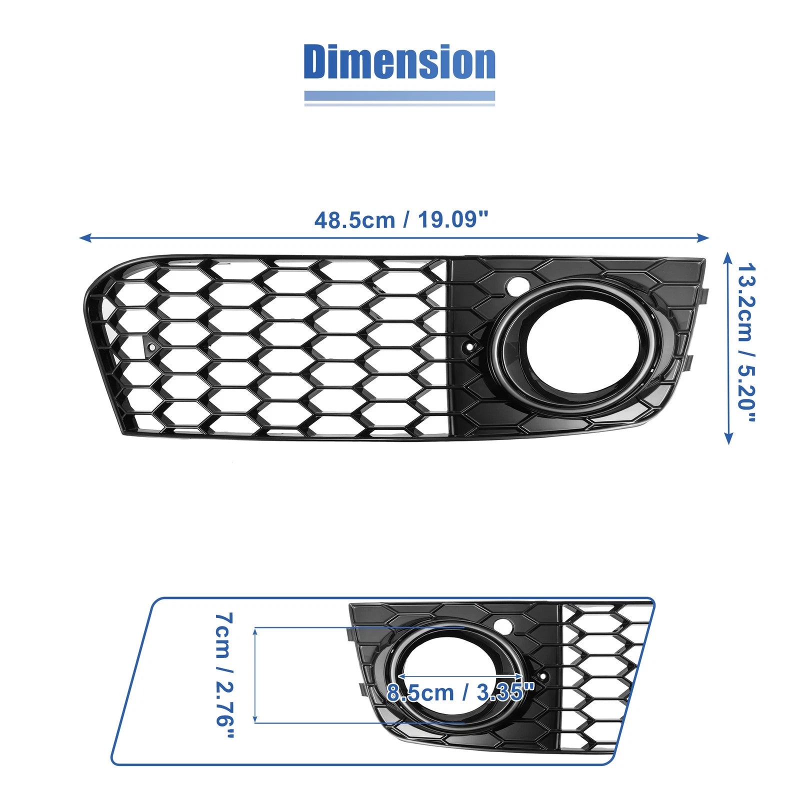 Pair Front Fog Light Grille Cover for Audi A4 B8 (2009–2011) 8KD807682 Black
