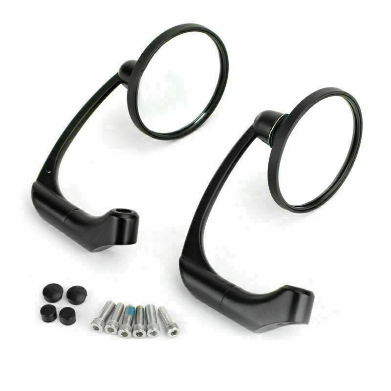 Pair of L-Bar Round Rear View Mirrors for Universal Motorcycle (8/10mm)