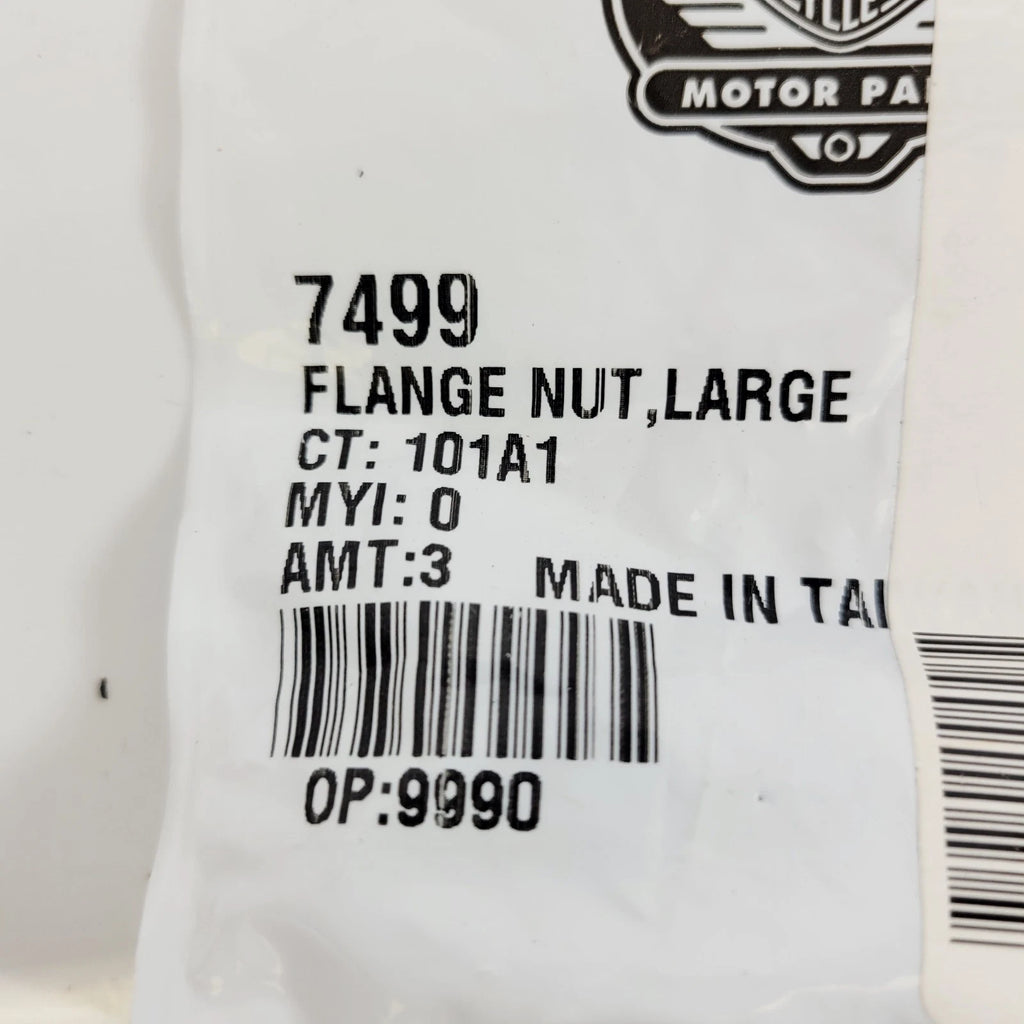 Pack of 3 Flange Nut Large for Harley-Davidson (OEM 7499)