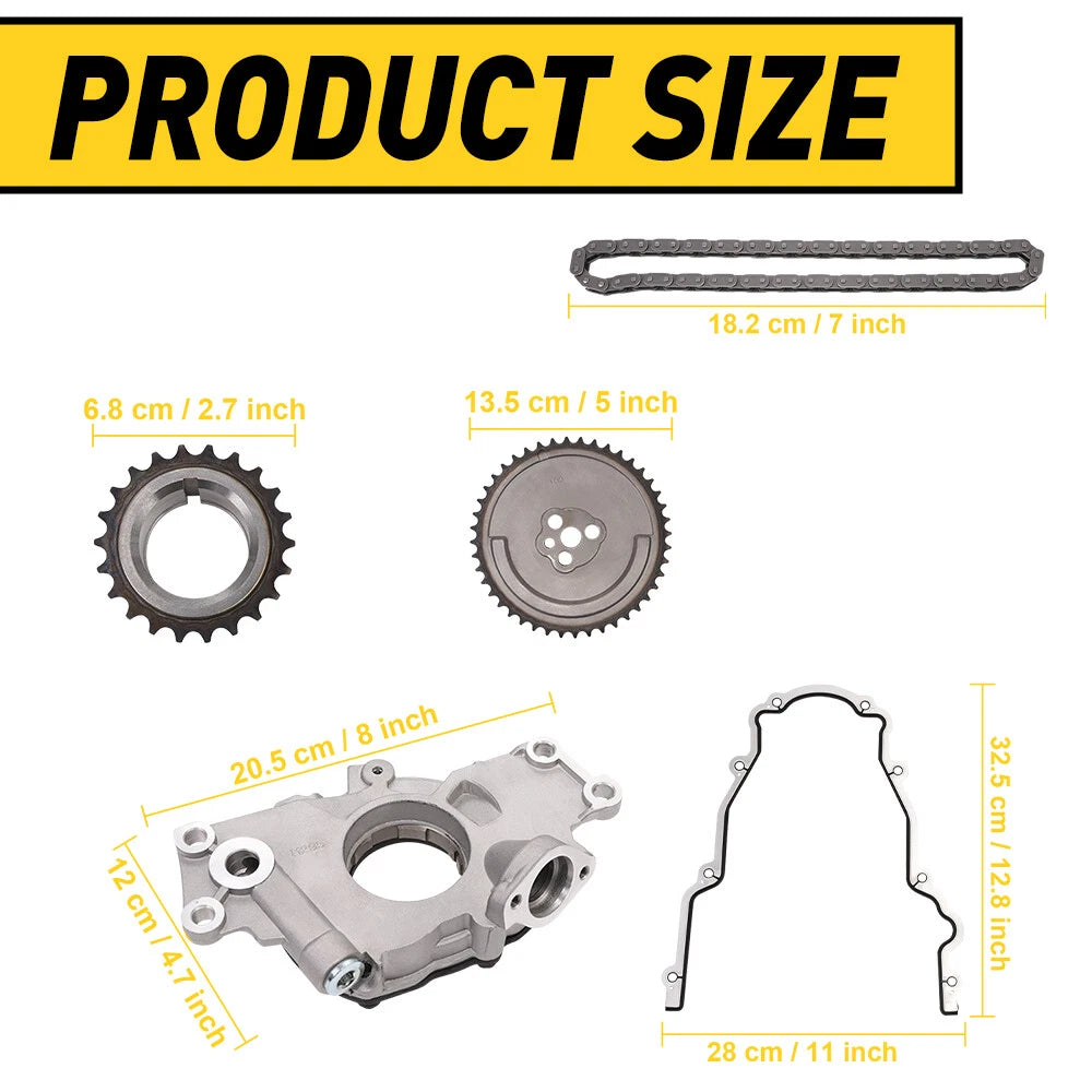 Oil Pump with Timing Chain Kit for Chevrolet GM 4.8L 5.3L 6.0L LS1 LS2 LS3 (2000–2019)