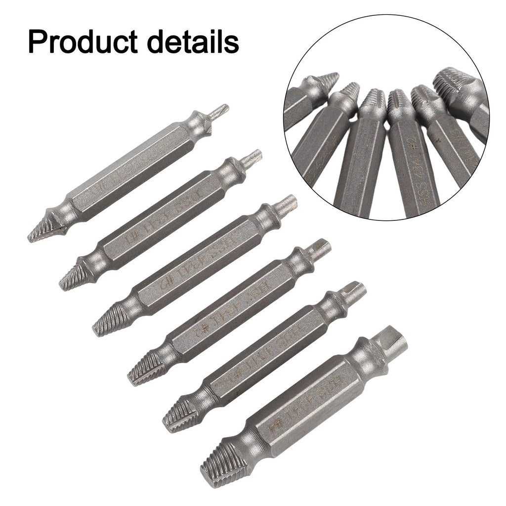 Set of 6 Damaged Screw Extractor Drill Bits Tool for Broken Bolts