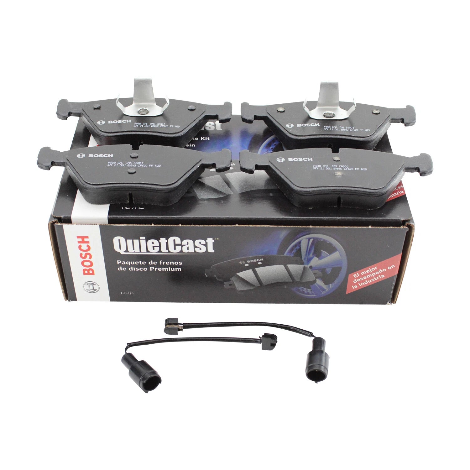 Set of 4 Bosch QuietCast Front Ceramic Brake Pads with Sensor for BMW E46 E83 E85 E86