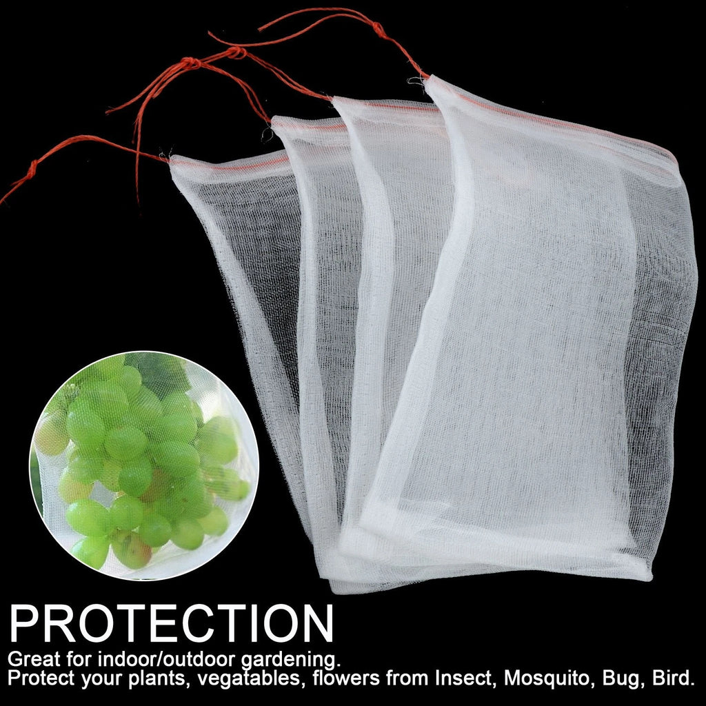 Set of 50 Drawstring Net Bags for Garden Plant Protection