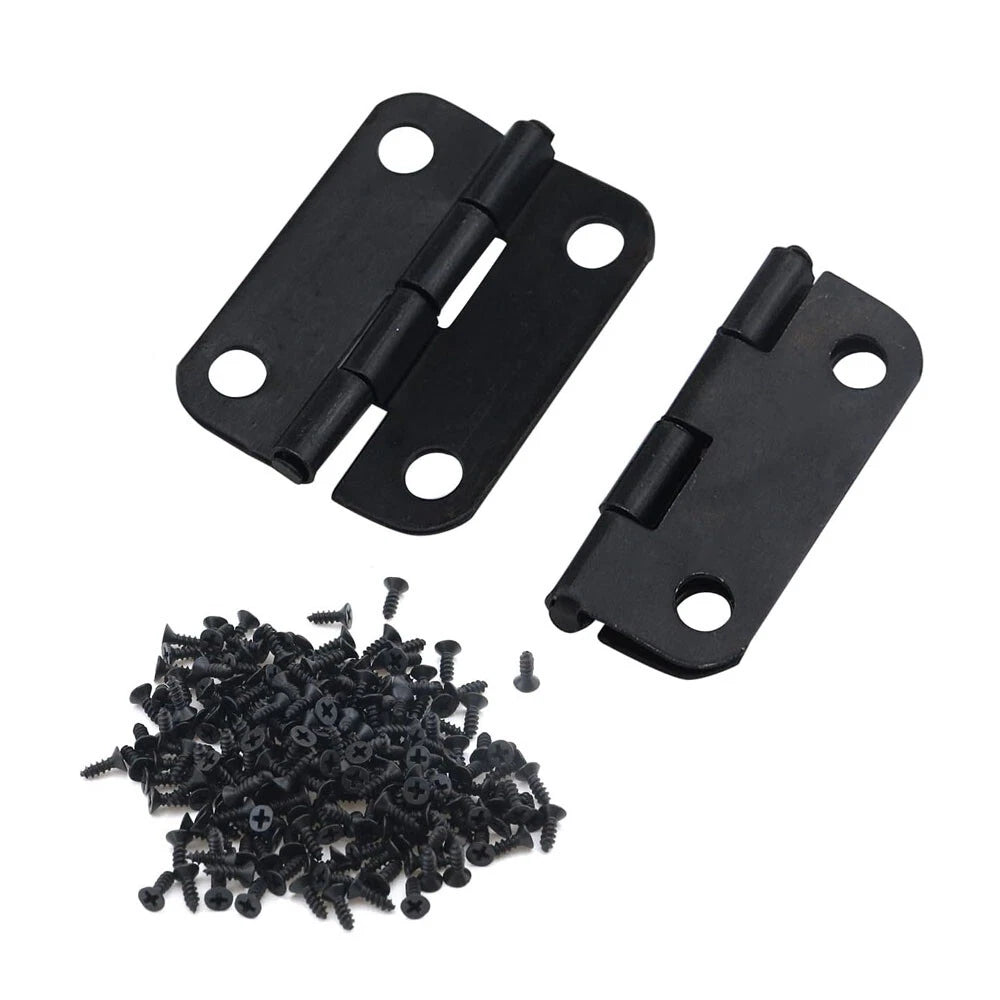 10pcs Mini Black Door Hinges for Dollhouse (25mm x 18mm)
