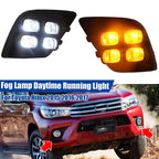 2X LED Fog Lamp Bezel DRL for Toyota Hilux (2015–2017)