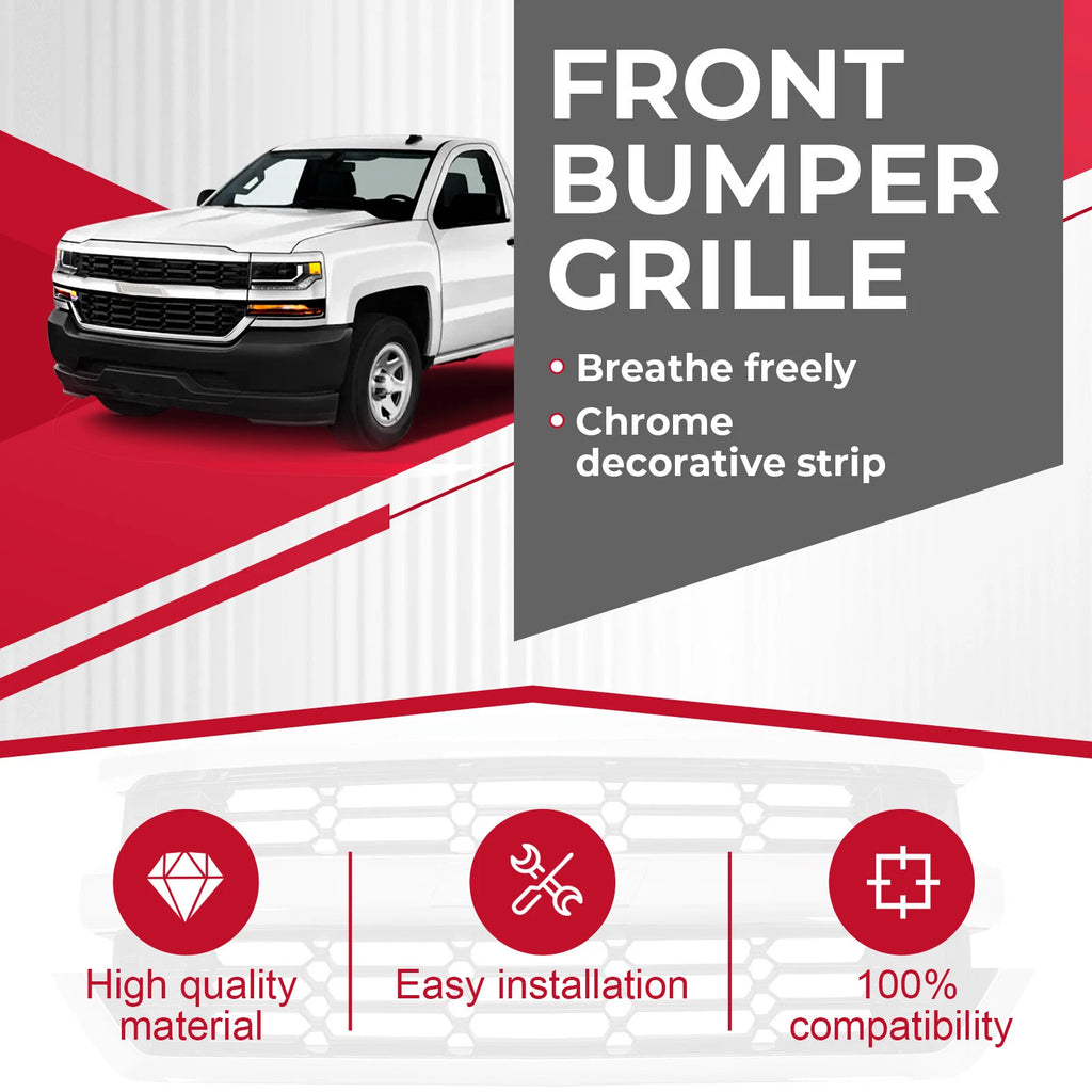 Chrome Front Upper Grille for Chevrolet Silverado 1500 (2016-2019)