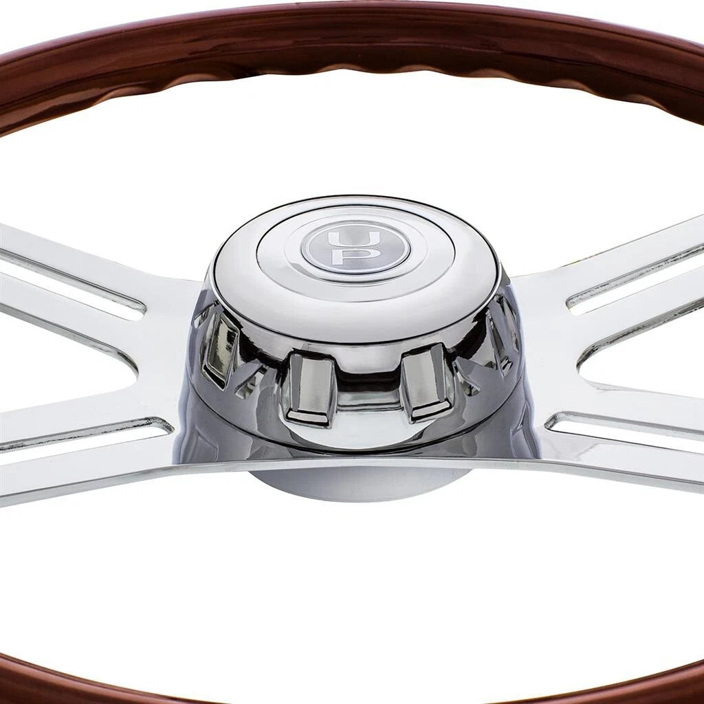 Wood Steering Wheel 18 Inch Flame 3 Spoke for Peterbilt Trucks (2010–2025)