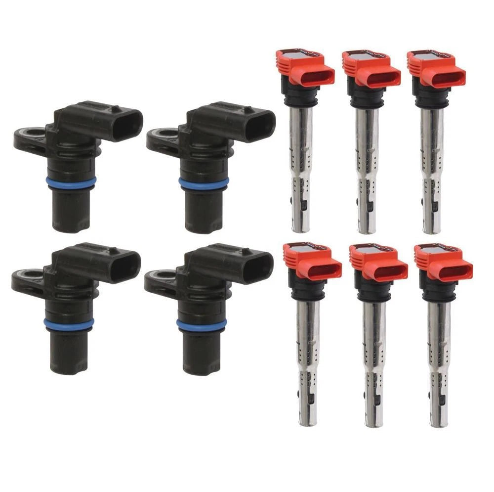 Set of 4 Camshaft Position Sensors & 6 Ignition Coils for Audi A4 A6 Q5 (2009–2016)