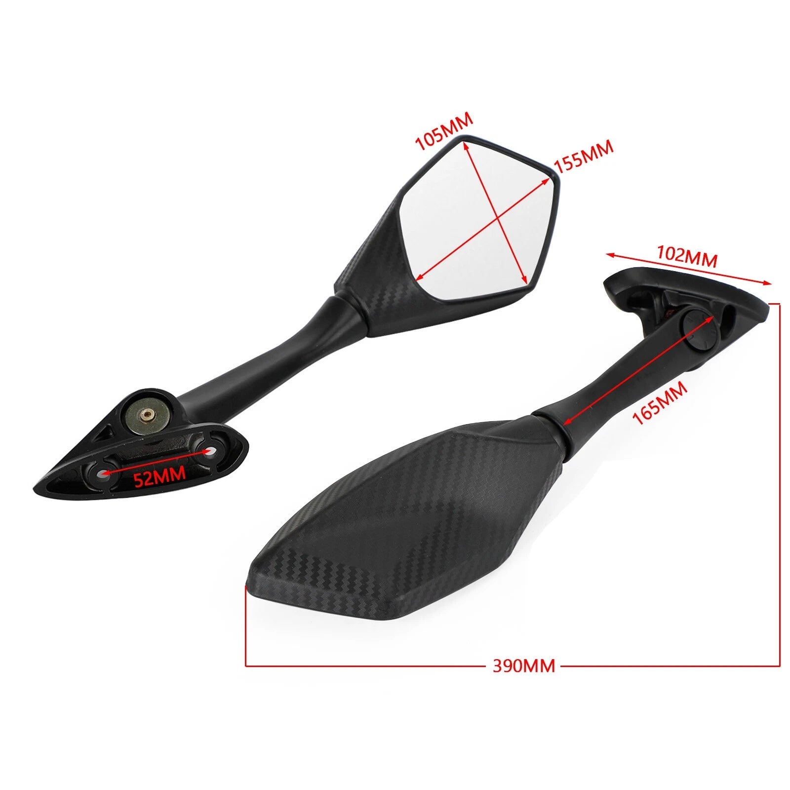 Rearview Mirror Long Stem LH & RH for Yamaha YZF R3 R25 (2015–2021) T9