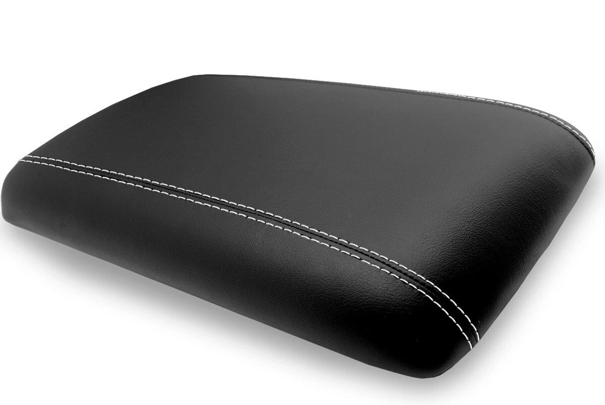 Leather Console Lid Armrest Cover for Ford Expedition (2003–2006) White Stitch