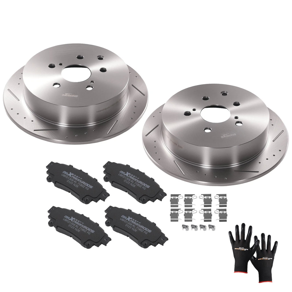 Rear Brake Rotors and Pads Kit for Toyota Highlander (2014–2019), Sienna (2011–2020)