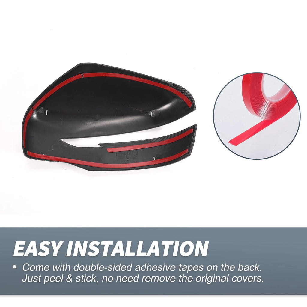 Pair Rearview Mirror Cover Overlay Black Carbon Fiber for Nissan X-Trail Rogue (2014–2022)