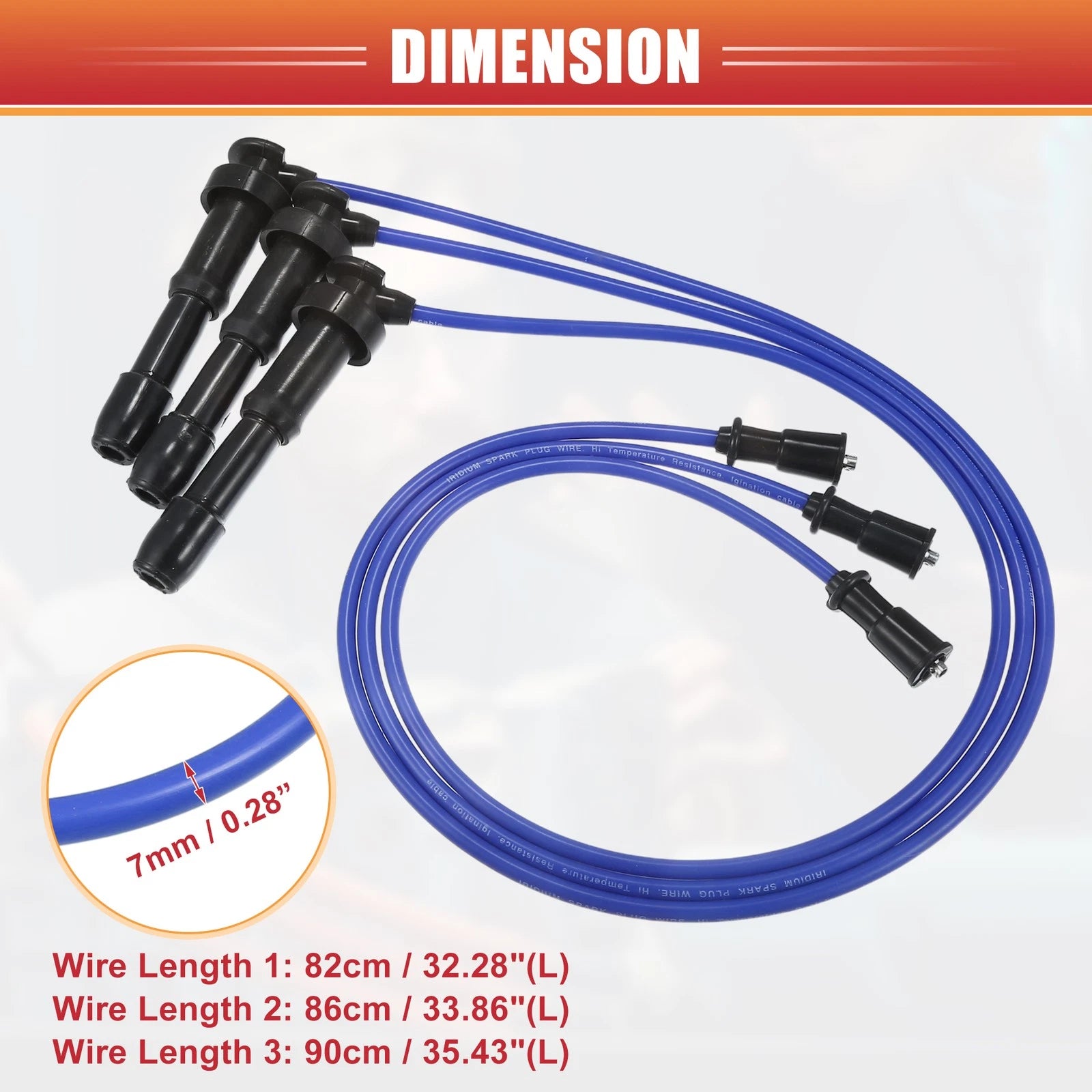 3pcs Spark Plug Wire Ignition Coil Cable No. 2750139A70 for Hyundai Santa Fe (2003)