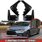 Set of 4 Painted Black Mud Flaps for Toyota Corolla Sedan (2020–2023)
