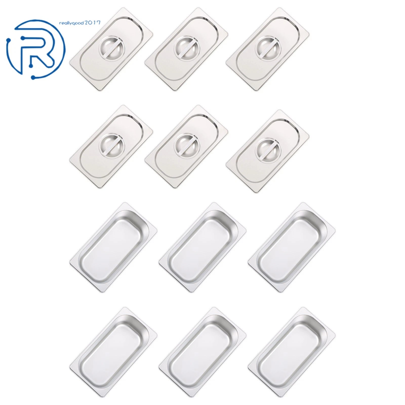 Set of 6 Non-Stick Hotel Pans 1/3 4" Deep for Kitchen Utensils