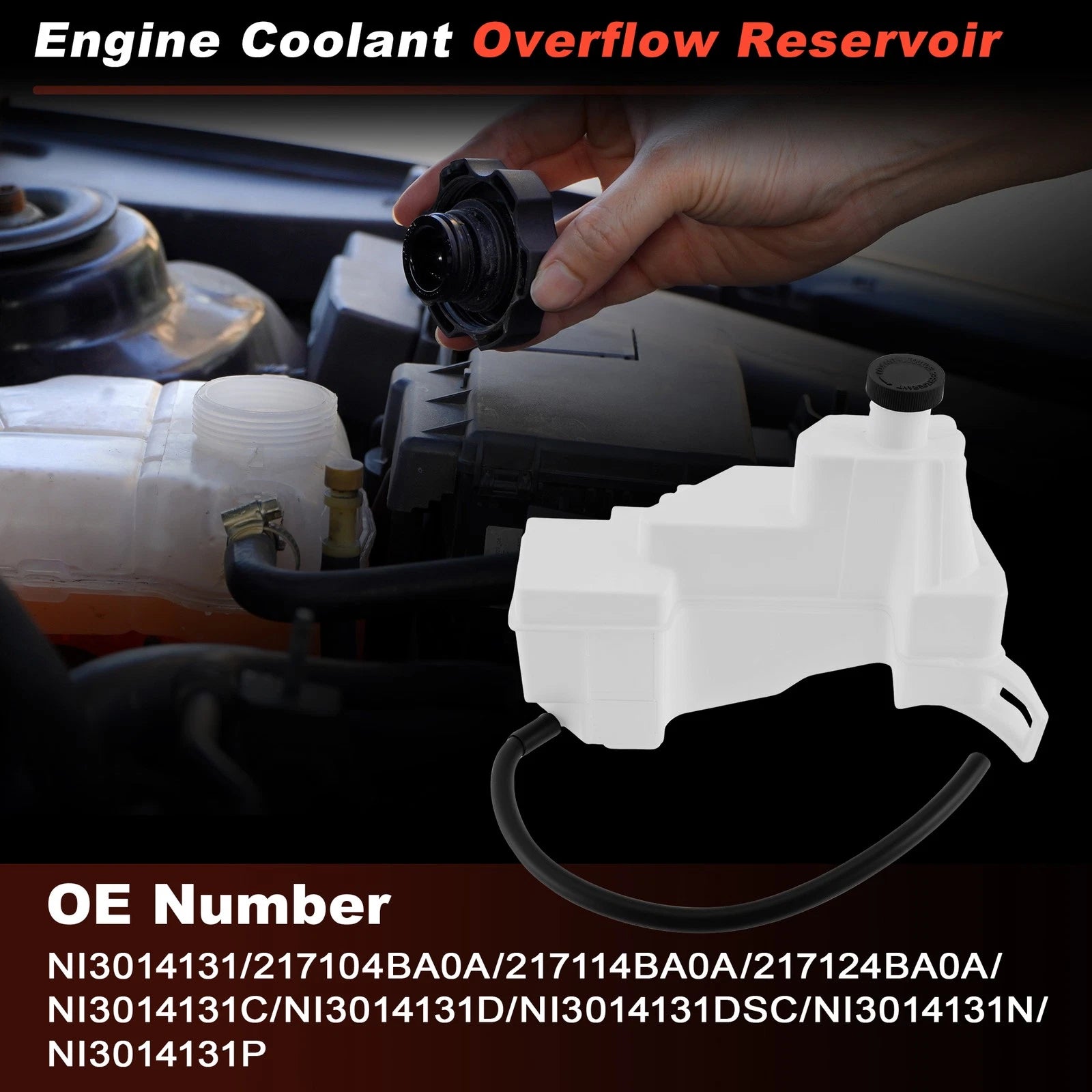 Coolant Expansion Reservoir Tank with Cap for Nissan Rogue (2014–2020) 217104BA0A