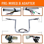 14" Prewired Handlebar for Harley Street Glide/Electra Glide/Ultra (2008–2013) - Chrome