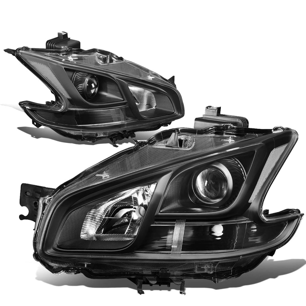 Pair of Projector Headlights for Nissan Maxima (2009–2014) - Black Housing