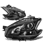 Pair of Projector Headlights for Nissan Maxima (2009–2014) - Black Housing