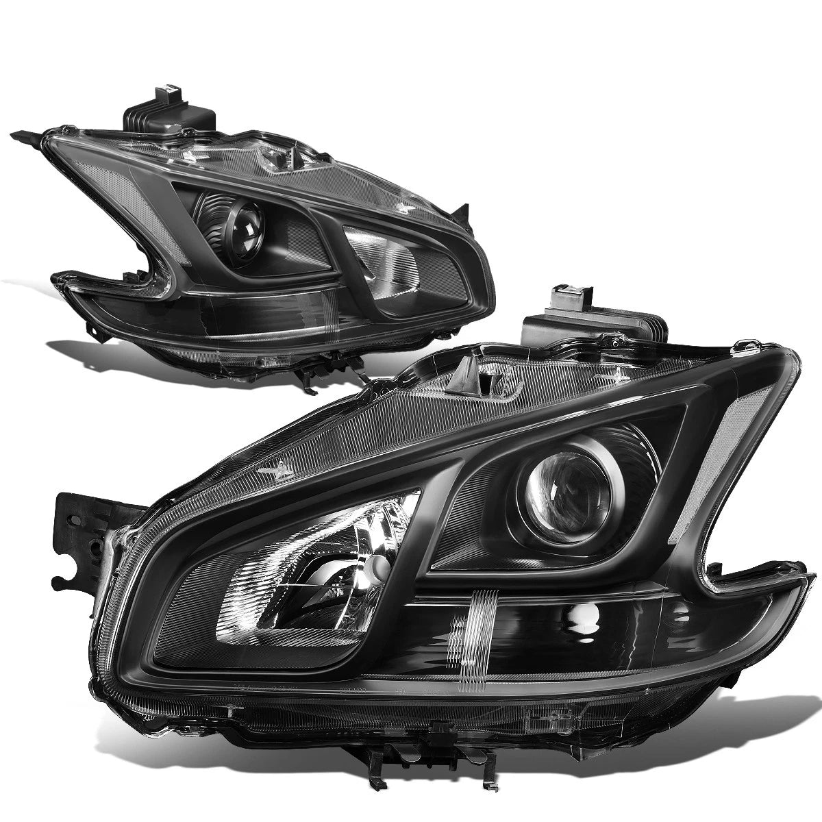 Pair of Projector Headlights for Nissan Maxima (2009–2014) - Black Housing