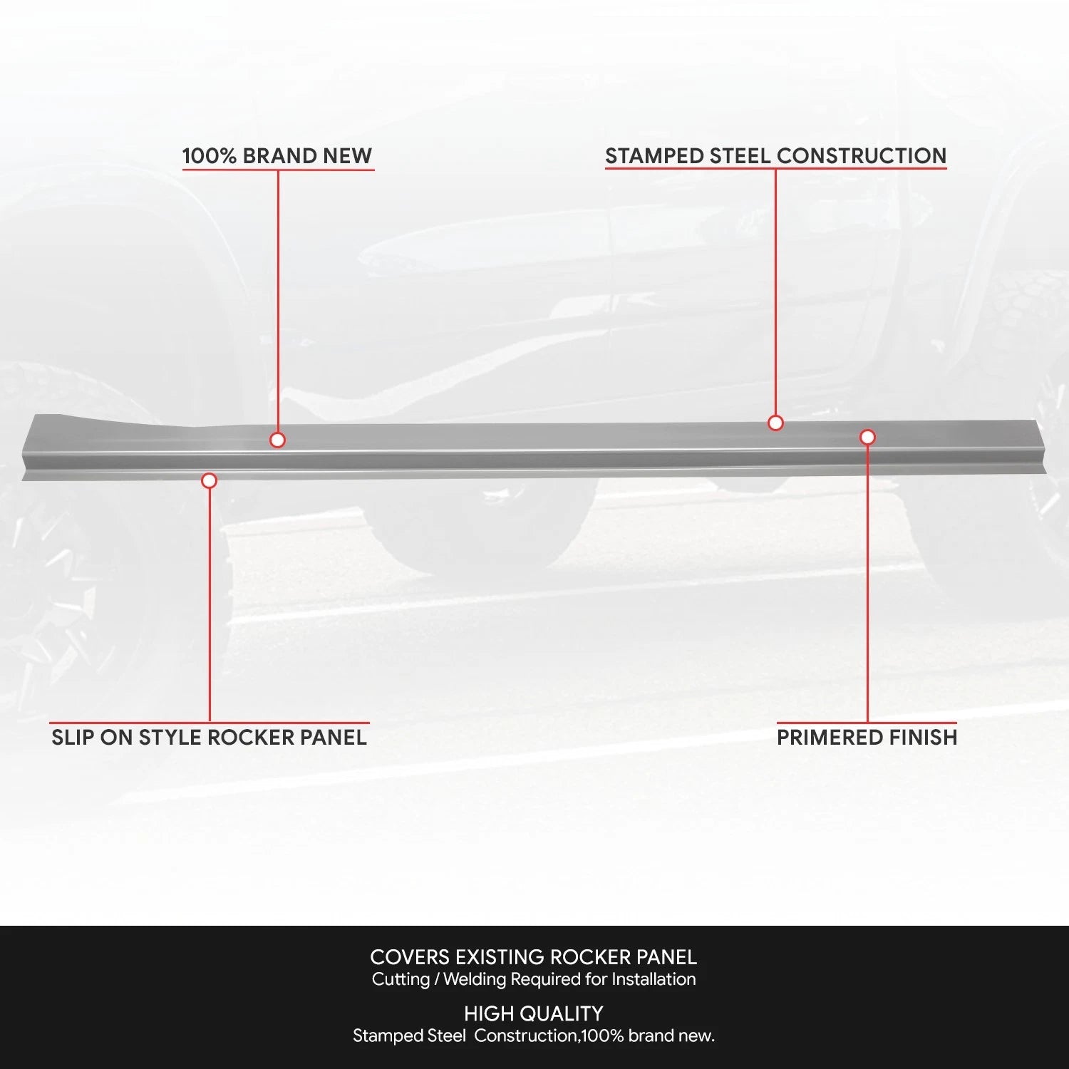 Outer Rocker Panel for Dodge Ram 1500 2500 3500 Crew Cab (2009–2018)
