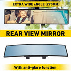 270MM Wide Convex Clip-On Rear View Mirror for Universal Fit