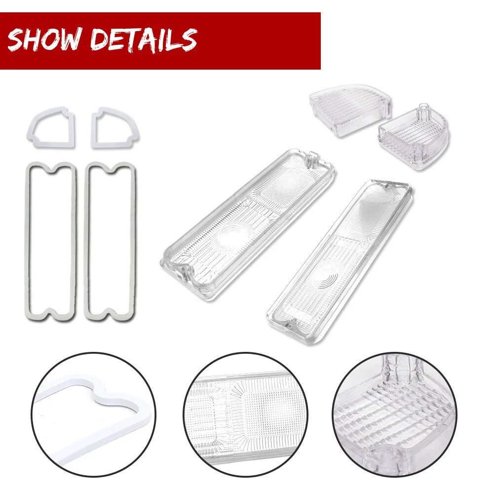 Clear Tail Light & Reverse Lenses for Chevy GMC Truck Blazer (1967–1972)