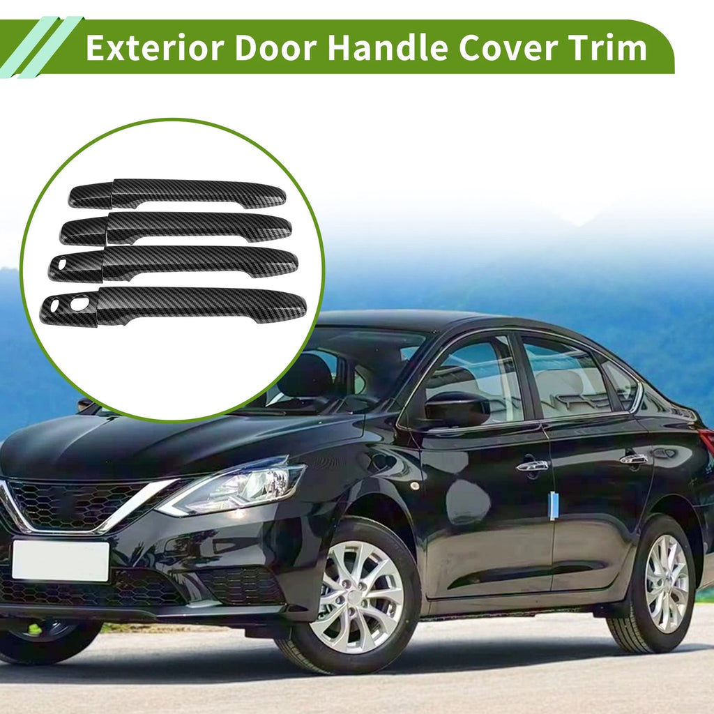 Exterior Door Handle Cover Trim for Nissan Sentra (2020–2025) Carbon Fiber Black