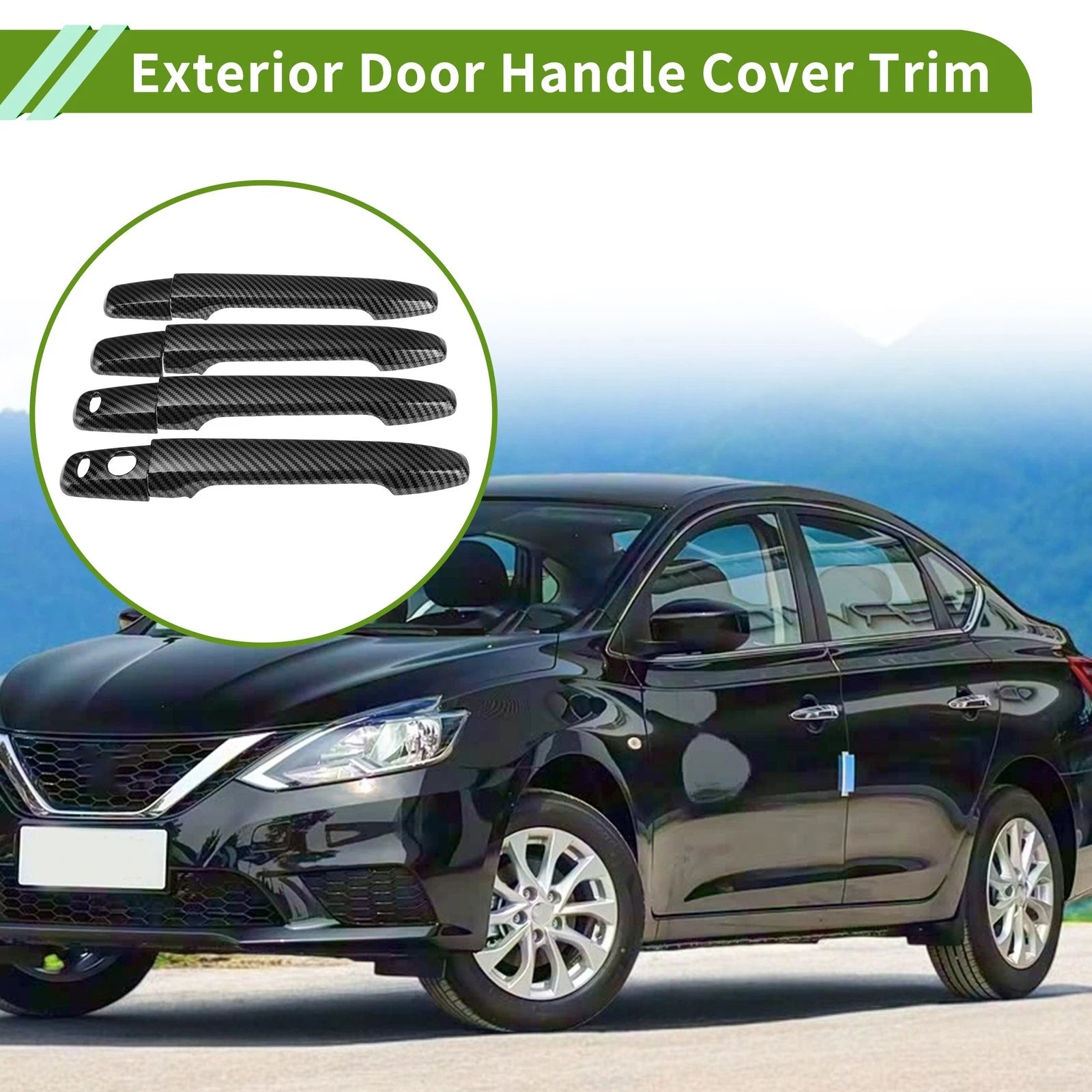 Exterior Door Handle Cover Trim for Nissan Sentra (2020–2025) Carbon Fiber Black