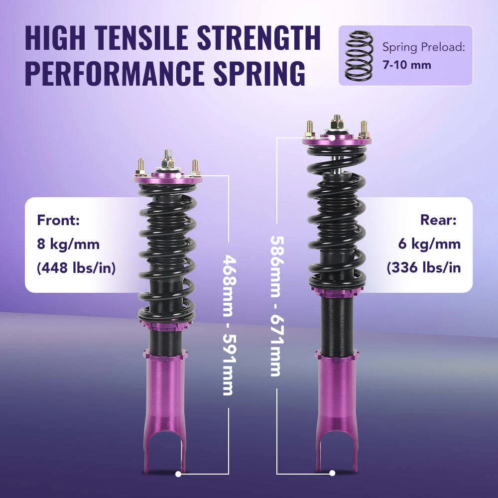 Adjustable Coilover Kit for Honda S2000 AP1 AP2 (2000–2009) Purple