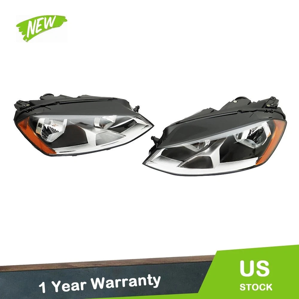 Headlight Assembly for Volkswagen Golf (2015–2017) Left+Right Halogen