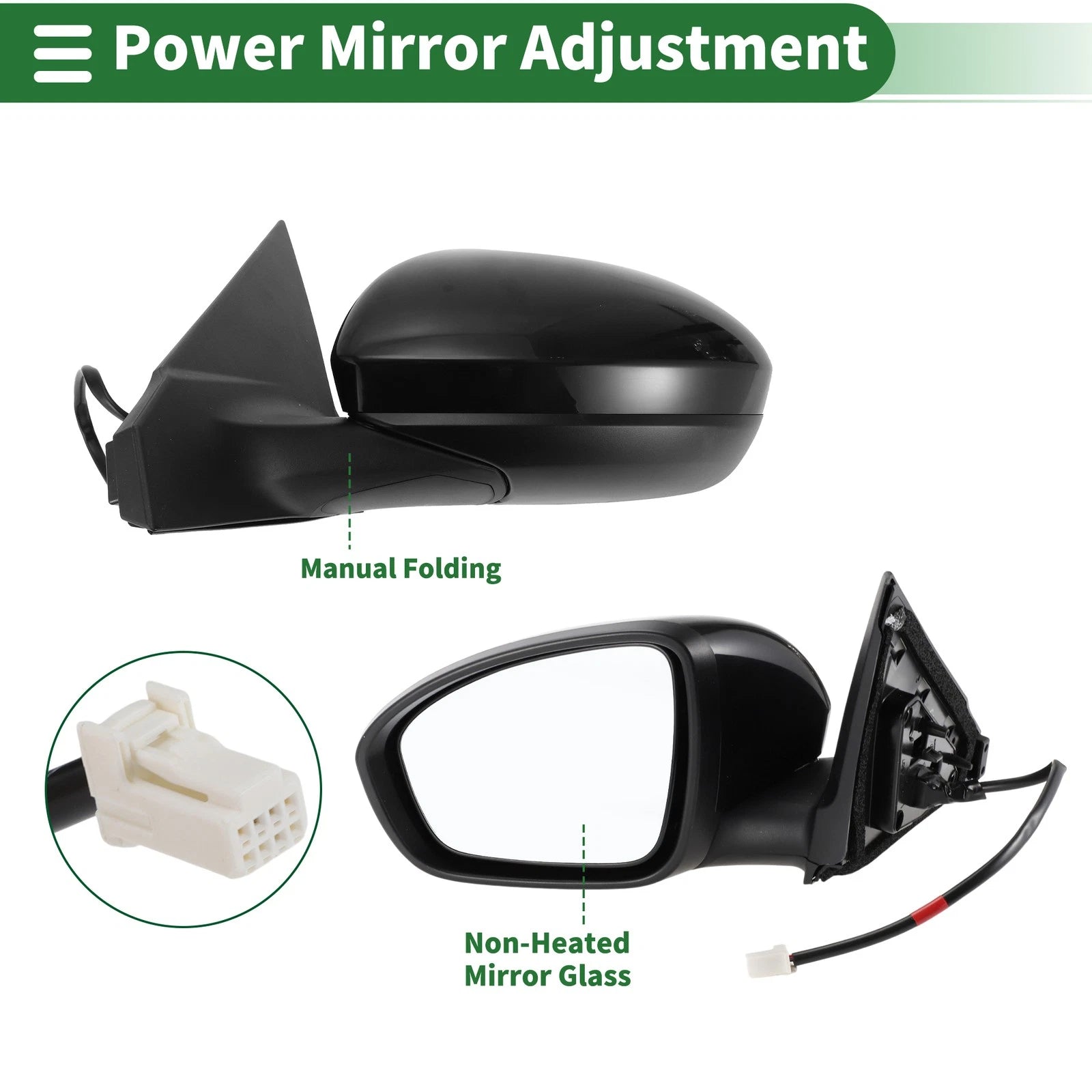 Left Side Door Mirror for Nissan Sentra (2020–2022) Manual Folding Black